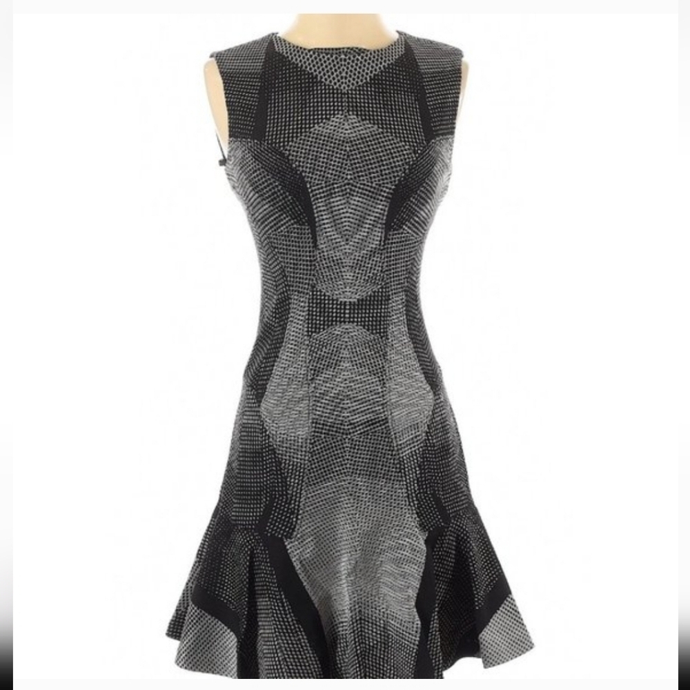 Diane Von Furstenberg Black and White Patterned Midi Dress